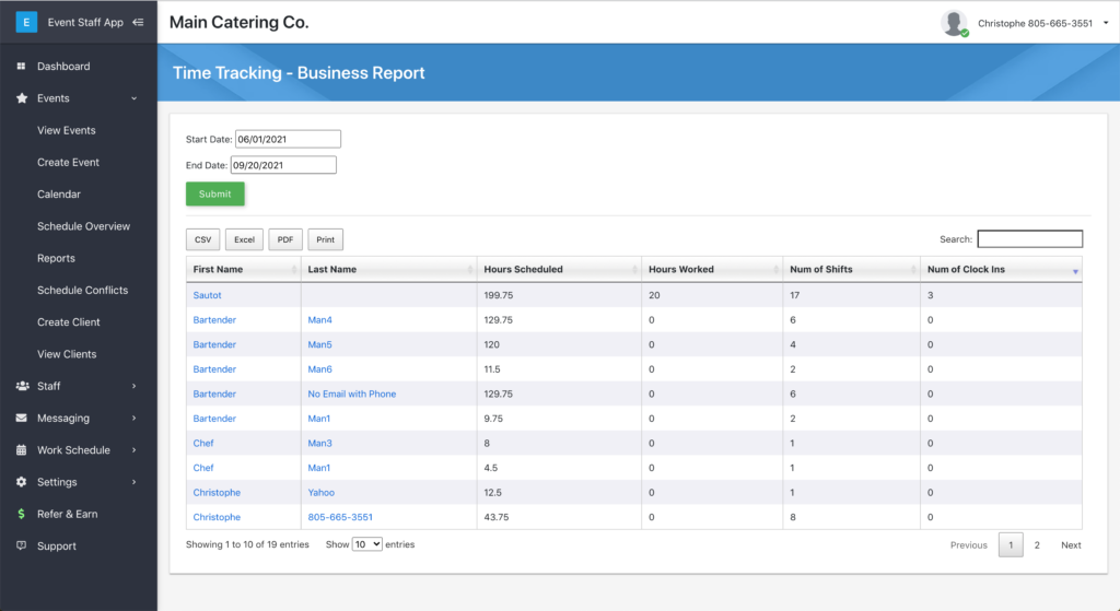 Business payroll reports