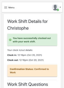 Time tracking: staff clocked out