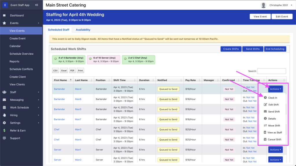 Time tracking features for admin users